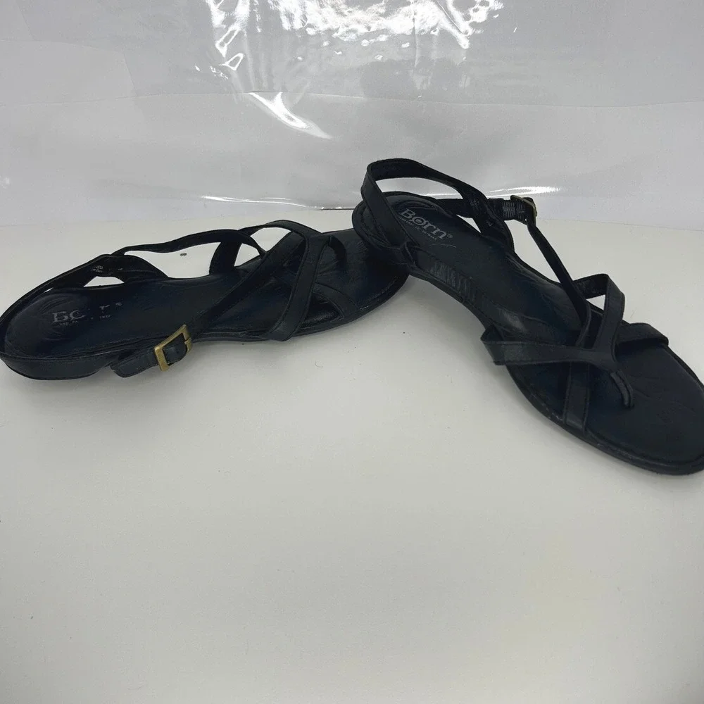 Born Leather Coastal Grandmother Strappy Slingback Sandals Size 8 Black